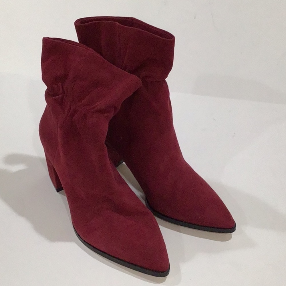 Sole Society leather suede booties burgundy NWOT